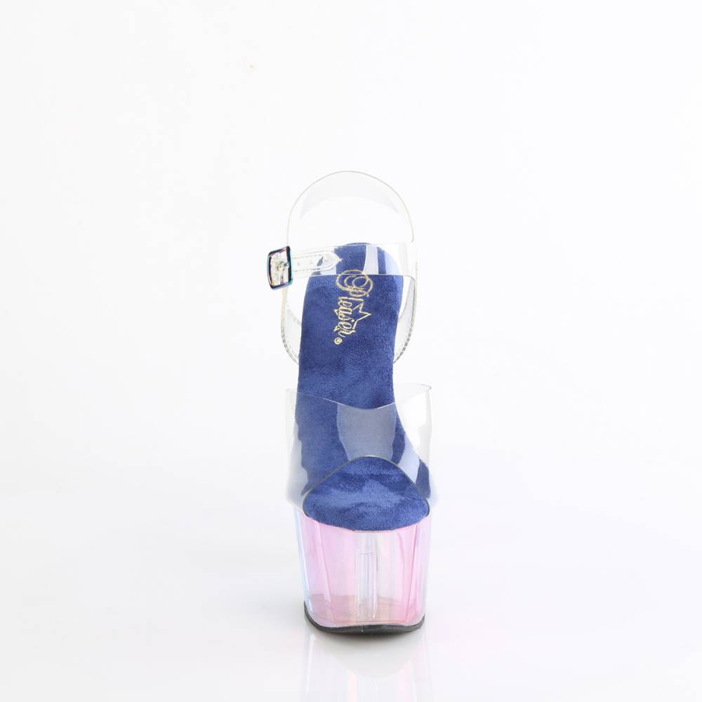 Pleaser - ADORE-708HT Sandaal met enkelband, Paaldans schoenen - Regenboog/Blauw